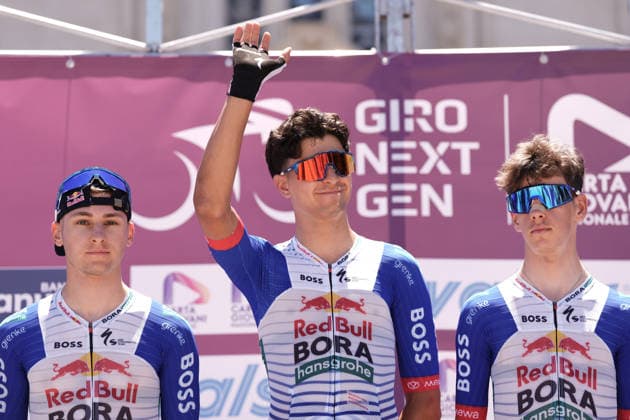 Italy s Davide Donati of Red Bull - Bora - Hansgrohe Rookies during Stage 1 of the Giro Next Generation from Reggio Calabria to Vibo Valentia Italy, Saturday June 14, 2026(Photo Massimo Paolone LaPresse)  Copyright: xMassimoxPaolone LaPressex