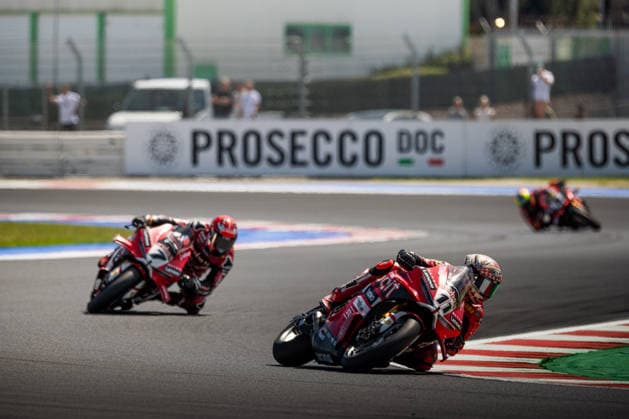 IPA85674622 - Nicolo Bulega (ITA) ahead of Iker Lecuona (ESP) - SUPERBIKE Pirelli Emilia Romagna Round. At the Misano World Circuit Marco Simoncelli in Misano Adriatico, RN, Italy. On June 14, 2026.  Copyright: xRiccardoxSpadettoxDexPaulis IPAxSportx xx 85674622