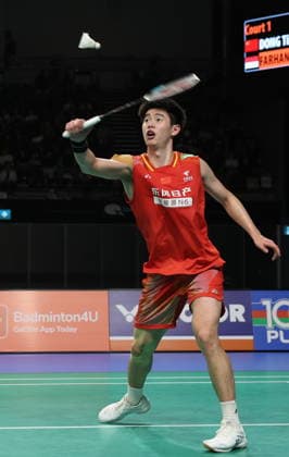 (260614) -- SYDNEY, June 14, 2026 -- Dong Tianyao of China competes during the men s singles final between Dong Tianyao of China and Alwi Farhan of Indonesia at the Australian Badminton Open 2026 in Sydney, Australia, June 14, 2026. ) (SP)AUSTRALIA-SYDNEY-BADMINTON-AUSTRALIAN OPEN-MEN S SINGLES-FINAL GongxBing 