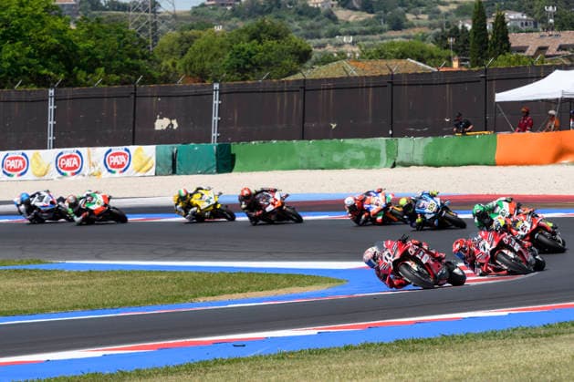 June 14, 2026, Misano Adriatico, Rimini, Italy: Nicolo BULEGA (ITA) riding for Aruba.it Racing - Ducati at turn 5 during the Superpole Race of 2026 WorldSBK Pirelli Emilia Romagna round 7 at the Misano World Circuit in Misano Adriatico (Rimini, Italy)..The Italian rider won the SundayÃ¢â‚¬â ¢s sprint race..Credit: ZUMA Press Motorsports 2026: WorldSBK Misano: SPRINT RACE  - ZUMAr158 20260614_aap_r158_001 Copyright: xRiccardoxRighettix