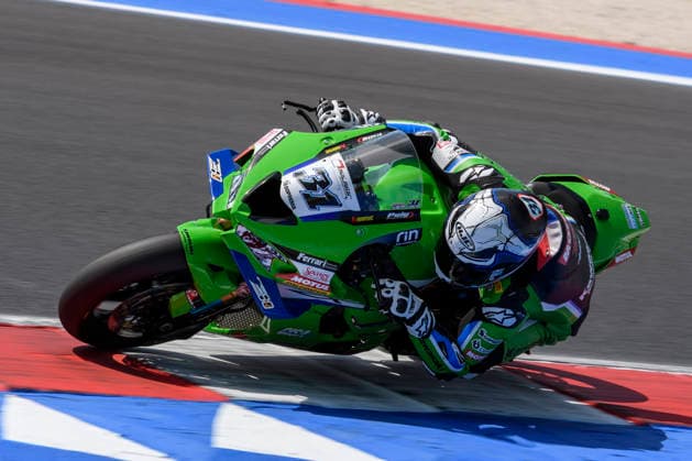 June 14, 2026, Misano Adriatico, Rimini, Italy: Garrett GERLOFF (USA) riding for Kawasaki WorldSBK Team at turn 6 during the Superpole Race of 2026 WorldSBK Pirelli Emilia Romagna round 7 at the Misano World Circuit in Misano Adriatico (Rimini, Italy)..Credit: ZUMA Press Motorsports 2026: WorldSBK Misano: SPRINT RACE  - ZUMAr158 20260614_aap_r158_021 Copyright: xRiccardoxRighettix