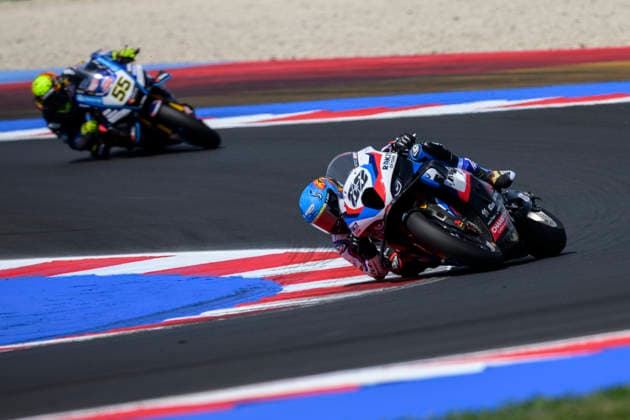 June 14, 2026, Misano Adriatico, Rimini, Italy: Miguel OLIVEIRA (POR) riding for ROKiT BMW Motorrad WorldSBK Team at turn 5 during the Superpole Race of 2026 WorldSBK Pirelli Emilia Romagna round 7 at the Misano World Circuit in Misano Adriatico (Rimini, Italy)..Credit: ZUMA Press Motorsports 2026: WorldSBK Misano: SPRINT RACE  - ZUMAr158 20260614_aap_r158_025 Copyright: xRiccardoxRighettix
