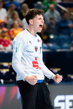 Cologne, Germany Handball EHF Youth Club Trophy Final Fuechse Berlin GOG Matteo Agostinelli Berlin Jubel Freude Emotion Koeln Lanxess Arena Nordrhein Westfalen Germany