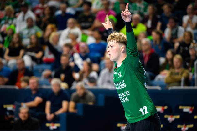 Cologne, Germany Handball EHF Youth Club Trophy Final Fuechse Berlin GOG Alexander Jerna Hafstroem GOG Jubel Freude Emotion Koeln Lanxess Arena Nordrhein Westfalen Germany