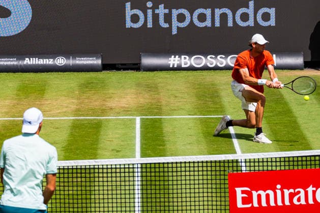 Stuttgart, GERMANY - June 14: Stefanos Sakellaridis (GRC) and Jan-Lennard Struff (GER) during the Doubles Final Match between Daniil Glinka (EST) and Stefanos Sakellaridis (GRC) vs. Yannik Hanfmann (GER) and Jan-Lennard Struff (GER) at BOSS OPEN 2026, Tennisanlage Weissenhof on June 14, 2026 in Stuttgart, Germany. Baden-Württemberg Germany Copyright: xTimoxSteinx