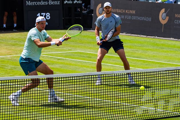 Stuttgart, GERMANY - June 14: Yannik Hanfmann (GER) and Jan-Lennard Struff (GER) during the Doubles Final Match between Daniil Glinka (EST) and Stefanos Sakellaridis (GRC) vs. Yannik Hanfmann (GER) and Jan-Lennard Struff (GER) at BOSS OPEN 2026, Tennisanlage Weissenhof on June 14, 2026 in Stuttgart, Germany. Baden-Württemberg Germany Copyright: xTimoxSteinx