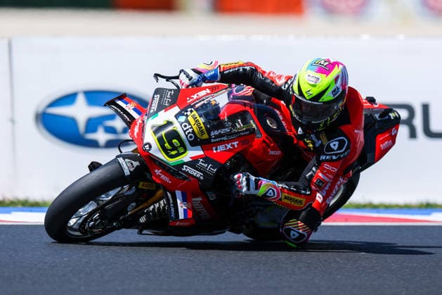 IPA85677461 - Alvaro Bautista of the Barni Spark Racing Team on a Ducati Panigale V4R during the FIM Superbike World Championship, WM, Weltmeisterschaft Pirelli Emilia-Romagna Round 7 – Superpole at the Misano World Circuit Marco Simoncelli in Misano Adriatico, Italy  Copyright: xFabrizioxCarabelli IPAxSportx xx 85677461