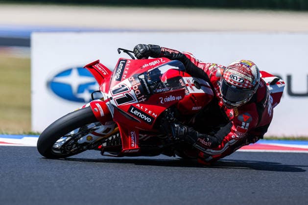 IPA85677583 - Nicolo Bulega of Aruba.it Racing - Ducati on a Ducati Panigale V4R during the FIM SBK Superbike World Championship, WM, Weltmeisterschaft Pirelli Emilia-Romagna Round 7 - Superpole at the Misano World Circuit Marco Simoncelli in Misano Adriatico, Italy  Copyright: xFabrizioxCarabelli IPAxSportx xx 85677583