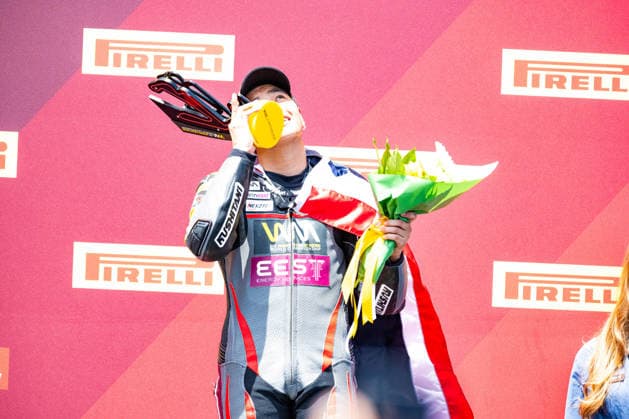 IPA85677483 - Muklada Sarapuech (THA) earns her first-ever podium finish - SUPERBIKE Pirelli Emilia Romagna Round. At the Misano World Circuit Marco Simoncelli in Misano Adriatico, RN, Italy. On June 14, 2026.  Copyright: xRiccardoxSpadettoxDexPaulis IPAxSportx xx 85677483