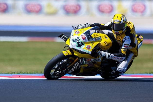 IPA85677521 - Lorenzo Baldassarri of the ELF Marc VDS Racing Team on a Ducati Panigale V4R during the FIM SBK Superbike World Championship, WM, Weltmeisterschaft Pirelli Emilia-Romagna Round 7 – Superpole at the Misano World Circuit Marco Simoncelli in Misano Adriatico, Italy  Copyright: xFabrizioxCarabelli IPAxSportx xx 85677521