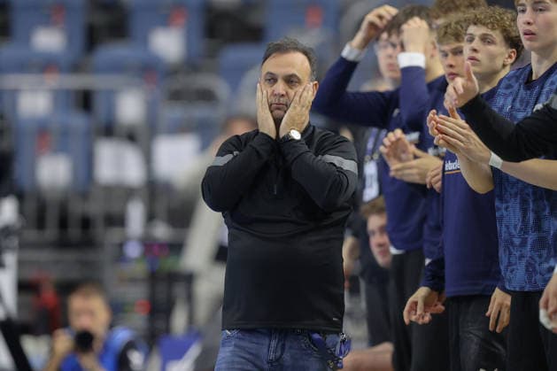 14 06 2026, xtgx, Handball, EHF Youth Trophy Final, Füchse Berlin GOG Handbold v l Hans Robert Bob Hanning Berlin coach disappointed, looks disappointed, disappointed Koeln
