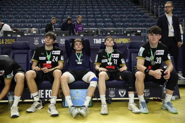 14 06 2026, xtgx, Handball, EHF Youth Trophy Final, Füchse Berlin GOG Handbold v l Berlin disappointed, looks disappointed, disappointed Koeln