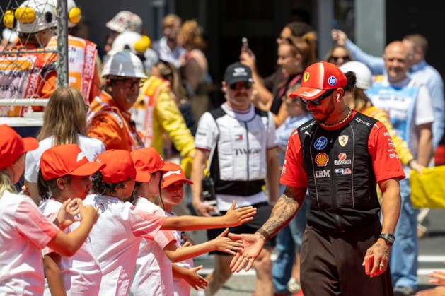RECORD DATE NOT STATED 14th June 2026: Circuit de Barcelona-Catalunya, Barcelona, Spain; Formula One Barcelona Catalunya Grand Prix, Race Day; Lewis Hamilton (44) of Great Britain and Scuderia Ferrari HP during the drivers parade StephenxBlackberry