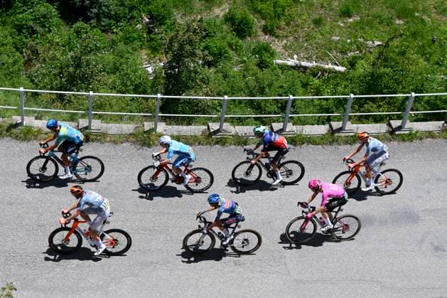 Tour Auvergne - Rhone-Alpes 2026 Stage 8 PLATEAU DE SOLAISON - BRISON, FRANCE - JUNE 14 : De Plus Laurens (BEL) of Netcompany INEOS, Rodriguez Carlos (ESP) of Netcompany INEOS, Bisiaux Leo (FRA) of Decathlon CMA CGM Team, Steinhauser Georg (GER) of EF Education - Easypost, Paret-Peintre Valentin (FRA) of Soudal Quick-Step, Tejada Harold (COL) of XDS Astana Team, Braz Afonso Clement (FRA) of Groupama - FDJ United during stage 8 of the 78th edition of Tour Auvergne - Rhone-Alpes an UCI World Tour 2.UWT cycling road race stage for Men Elite of 120.1 km with start in Beaufort and finish in Plateau de Solaison - Brison on June 14, 2026 in Plateau de Solaison - Brison, France, 14 06 2026 ( Motordriver Guy De Vuyst - Plateau de Solaison - Brison France  Copyright: xVincentxKalutx