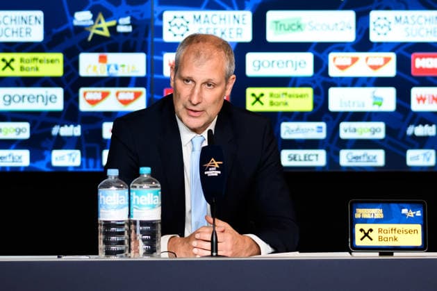 Cologne, Germany Handball EHF CL Final 4 Match 3rd place Aalborg Handbold SC Magdeburg EHF Marketing Director, David Slezak Cologne Lanxess Arena North Rhine-Westphalia Germany