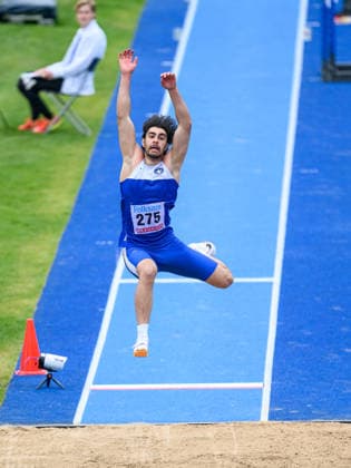 260614 Gabriel Dag, Sparvägens FK, competes in the mens B final of long jump during the athletics competition Folksam Grand Prix on June 14, 2026 in Stockholm  Copyright: EMMAxWALLSKOG BB260614EW004