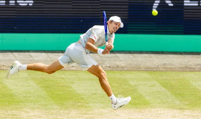 DEN BOSCH - Alex de Minaur (AUS) during the ATP, Tennis Herren singles final against Kamil Majchrzak (POL) at the 2026 LibÃ ma Open. The combined ATP WTA, Tennis Damen tournament is being held on the grounds of the former Autotron car theme park. IRIS VAN DEN BROEK ANP xVIxANPxSportx xxANPxIVx 560990692 originalFilename: 560990692.jpg