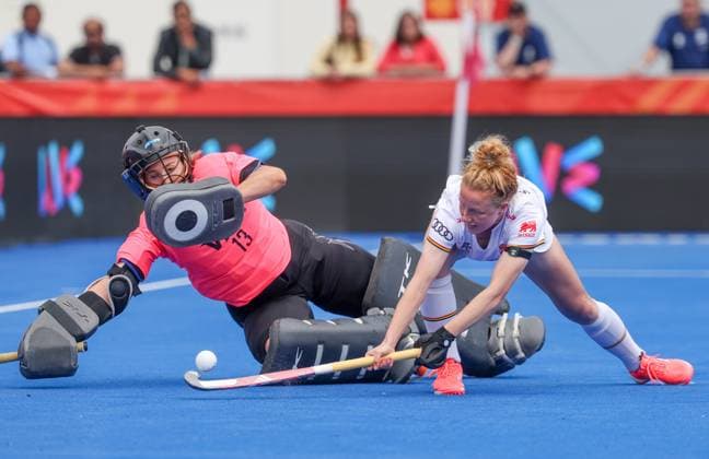 Belgium s Michelle Struijk misses a penalty conrer during a hockey game between Belgian national team, Nationalteam Red Panthers and Argentina, Sunday 14 June 2026 in Wavre, match 9 16 in the group stage of the women s FIH Pro League competition. VIRGINIExLEFOUR  x177623910x