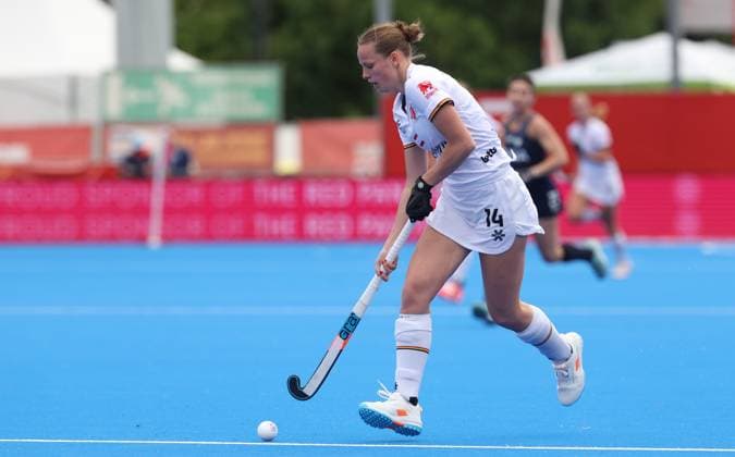 Belgium s Alix Marien pictured in action during a hockey game between Belgian national team, Nationalteam Red Panthers and Argentina, Sunday 14 June 2026 in Wavre, match 9 16 in the group stage of the women s FIH Pro League competition. VIRGINIExLEFOUR  x177623982x