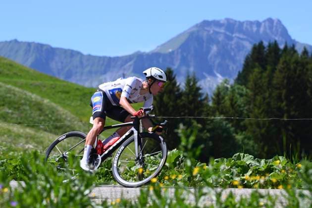Tour Auvergne - Rhone-Alpes 2026 Stage 8 PLATEAU DE SOLAISON - BRISON, FRANCE - JUNE 14 : Ayuso Juan (ESP) of Lidl - Trek during stage 8 of the 78th edition of Tour Auvergne - Rhone-Alpes an UCI World Tour 2.UWT cycling road race stage for Men Elite of 120.1 km with start in Beaufort and finish in Plateau de Solaison - Brison on June 14, 2026 in Plateau de Solaison - Brison, France, 14 06 2026 ( Motordriver Guy De Vuyst - Plateau de Solaison - Brison France  Copyright: xVincentxKalutx