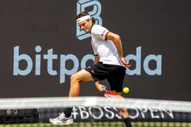 Taylor Fritz on the ball, Ben Shelton vs Taylor Fritz, Tennis, ATP Tournament, Boss Open, Center Court, Final, 14 06 2026, Ben Shelton vs Taylor Fritz, Tennis, ATP Tournament, Boss Open, Center Court, Final, 14 06 2026, Stuttgart Copyright: xEibner-Pressefoto EdwardxCheungx EP_ECG