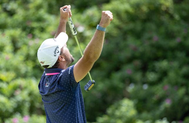 GOLF - Interwetten Open HAUS,AUSTRIA,14.JUN.26 - GOLF - HotelPlanner Tour, Interwetten Open, Golfclub Schladming. Image shows the rejoicing of Filip Mruzek (CZE).  GEPAxpictures xHaraldxSteiner