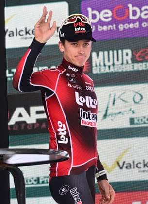 Muur Classic Geraardsbergen 2026 Cycling Race GERAARDSBERGEN, BELGIUM - JUNE 14 : Berckmoes Jenno (BEL) of Lotto - Intermarche pictured during the podium ceremony of the 4th edition of Muur Classic Geraardsbergen an UCI Class 1.1 one day cycling road race for Men Elite of km with start in Geraardsbergen and finish in Geraardsbergen on June 14, 2026 in Geraardsbergen, Belgium, 14 06 2026 Geraardsbergen Belgium  Copyright: xPeterxDexVoechtx