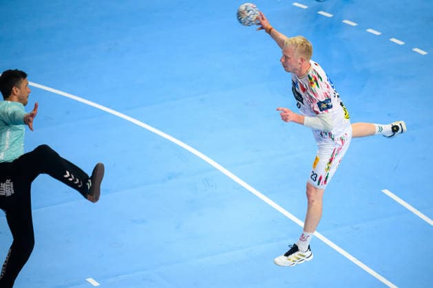 Cologne, Germany Handball EHF CL Final 4 Match 3rd place Aalborg Handbold SC Magdeburg Magnus Saugstrup Jensen SC Magdeburg Cologne Lanxess Arena North Rhine-Westphalia Germany