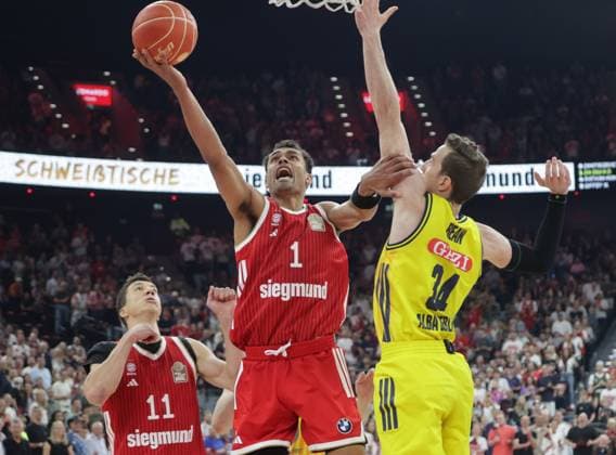 Bayerns 1 Oscar DA SILVA vs Berlins 34 BEAN Basketball, Bayern Berlin Bundesliga, FC Bayern Basketball Alba Berlin, Playoff Final, 2 Game, Season 2025 2026, 14 06 2026, in Munich, S A P G A R D E N, Germany Source Copyright Credit Oryk HAIST xBASKETBALL-BAYERN-BERLINx