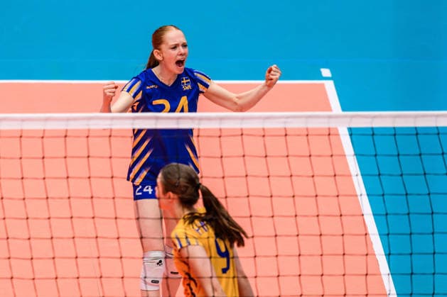 260614 Elsa Nordin Ottosson of Sweden celebrates during the European League volleyball match between Sweden and Bosnia and Herzegovina on June 14, 2026 in Ängelholm Photo Mathilda Schuler BILDBYRAN kod MA MA1000 volleyball volleyball european league sweden bosnia and herzegovina dam bbeng sverige jubel sverige sweden celebrates  Copyright: MATHILDAxSCHULER BB260614MA002