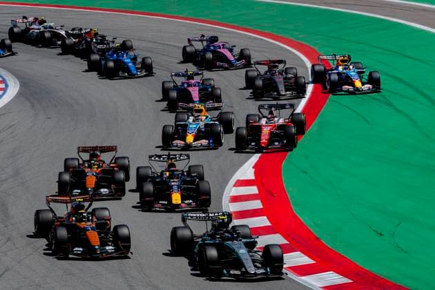 BARCELONA Formula 1 driver Kimi Antonelli of Mercedes AMG Petronas Formula One Team, Formula 1 driver Lando Norris of McLaren Mastercard Formula 1 Team, Formula 1 driver Max Verstappen of Oracle Red Bull Racing during the Formula 1 Spain Catalonia at the Circuit de Barcelona Catalunya on 14 June 2026 in Barcelona, Spain Photo by DeFodi Images