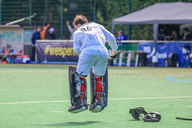 2026 06 14 , Zehlendorfer Wespen vs Berliner Hockey Club, Field Hockey,1 BL , Men, Clubanlage Wespennest Yannick Alexander Schwendig Berliner Hockey Club, 86 after the win Berlin Berlin Germany