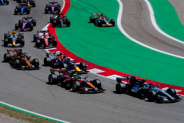 BARCELONA Formula 1 driver Kimi Antonelli of Mercedes AMG Petronas Formula One Team, Formula 1 driver Lando Norris of McLaren Mastercard Formula 1 Team, Formula 1 driver Max Verstappen of Oracle Red Bull Racing during the Formula 1 Spain Catalonia at the Circuit de Barcelona Catalunya on 14 June 2026 in Barcelona, Spain Photo by DeFodi Images