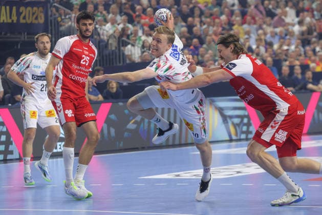 14 06 2026, xtgx, Handball, EHF Champions League match for 3rd place, HBC Aalborg Handbold SC Magdeburg v l Gisli Thorgeir Kristjansson Magdeburg, 10 throws goal, goal scorer, scores goal, scores the goal Koeln