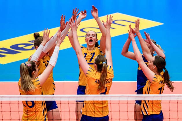 260614 Anna Haak of Sweden celebrates during the European League volleyball match between Sweden and Bosnia and Herzegovina on June 14, 2026 in Ängelholm Photo Mathilda Schuler BILDBYRAN kod MA MA1000 volleyball volleyball european league sweden bosnia and herzegovina dam bbeng sverige jubel sverige sweden celebrates  Copyright: MATHILDAxSCHULER BB260614MA008