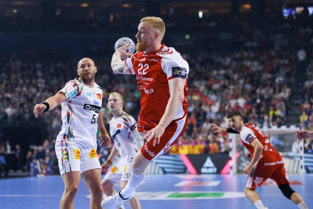 Rene ANTONSEN Aalborg Handbold, 22 scores a goal, Action, Goal throw GER, Aalborg Handbold vs SC Magdeburg, Handball, TruckScout24 EHF FINAL4 2026, Match for 3rd place, Match time 2025 2026, 14 06 2026,, GER, Aalborg Handbold vs SC Magdeburg, Handball, TruckScout24 EHF FINAL4 2026, Match for 3rd place, Match time 2025 2026, 14 06 2026, Koeln Copyright: xEibnerxPressefoto OliverxSchmidtx EP_OST