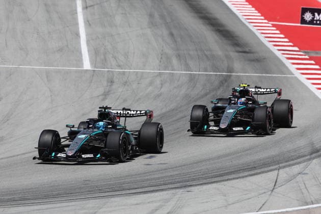 F1 - BARCELONA-CATALUNYA GRAND PRIX 2026 63 RUSSELL George (gbr), Mercedes AMG F1 Team W17, actionand 12 KIMI ANTONELLI Andrea (ita), Mercedes AMG F1 Team W17, action during the Formula 1 Barcelona-Catalunya Grand Prix 2026, 7th round of the 2026 Formula One World Championship, WM, Weltmeisterschaft from June 12 to 14, 2026 on the Circuit de Barcelona-Catalunya, in Montmelo, Spain - MontmeloSpain  Copyright: xDPPIx