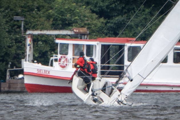 Team Garda Girls on boat 17 in race 62 Helga Cup 2026 sailing regatta on the Hamburg Outer Alster, Hamburg Hamburg Germany Outer Alster
