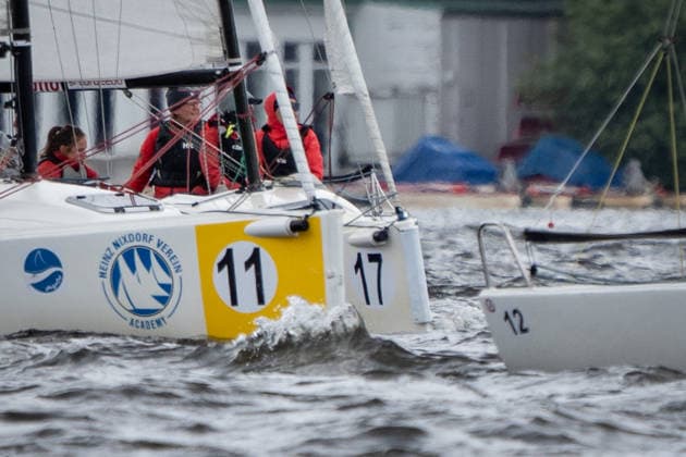 Team Garda Girls on boat 17 in race 62 Helga Cup 2026 sailing regatta on the Hamburg Outer Alster, Hamburg Hamburg Germany Outer Alster