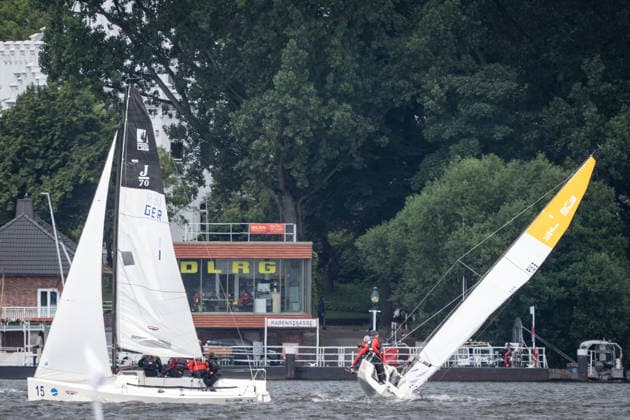 Team Garda Girls on boat 17 in race 62 Helga Cup 2026 sailing regatta on the Hamburg Outer Alster, Hamburg Hamburg Germany Outer Alster