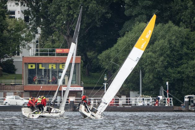 Team Garda Girls on boat 17 in race 62 Helga Cup 2026 sailing regatta on the Hamburg Outer Alster, Hamburg Hamburg Germany Outer Alster