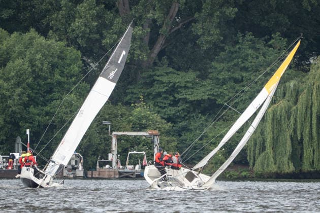 Team Garda Girls on boat 17 in race 62 Helga Cup 2026 sailing regatta on the Hamburg Outer Alster, Hamburg Hamburg Germany Outer Alster