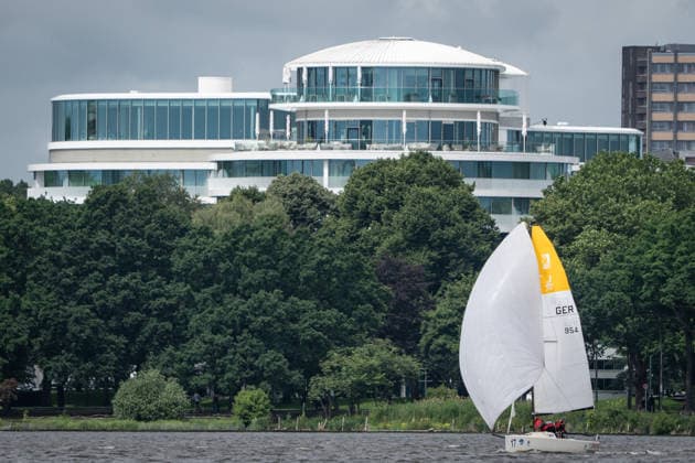 Team Garda Girls on boat 17 in race 62 Helga Cup 2026 sailing regatta on the Hamburg Outer Alster, Hamburg Hamburg Germany Outer Alster