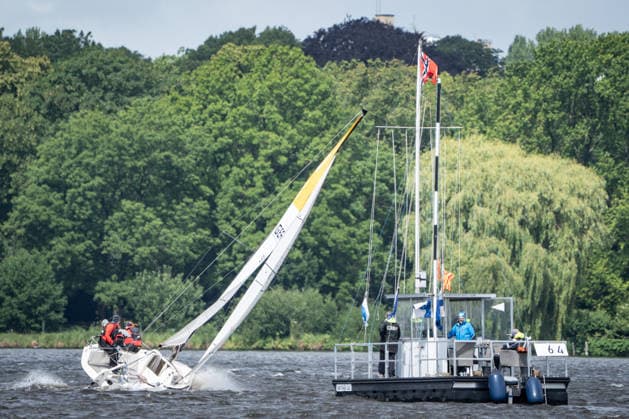 Team Garda Girls on boat 17 in race 62 Helga Cup 2026 sailing regatta on the Hamburg Outer Alster, Hamburg Hamburg Germany Outer Alster