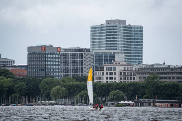 Team Garda Girls on boat 17 in race 62 Helga Cup 2026 sailing regatta on the Hamburg Outer Alster, Hamburg Hamburg Germany Outer Alster