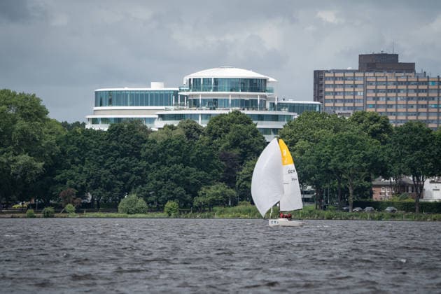 Team Garda Girls on boat 17 in race 62 Helga Cup 2026 sailing regatta on the Hamburg Outer Alster, Hamburg Hamburg Germany Outer Alster