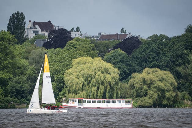 Team Garda Girls on boat 17 in race 62 Helga Cup 2026 sailing regatta on the Hamburg Outer Alster, Hamburg Hamburg Germany Outer Alster