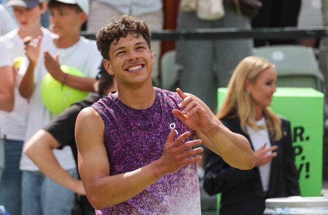 Stuttgart , Tennis , BOSS Open Final , Winner Ben Shelton USA celebrates victory