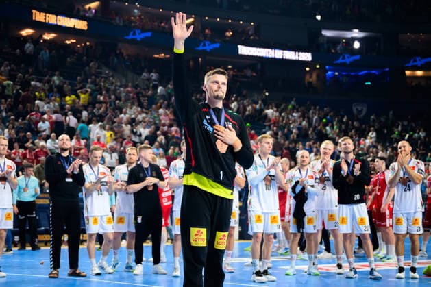 Cologne, Germany Handball EHF CL Final 4 Match 3rd place Aalborg Handbold SC Magdeburg Goalkeeper Sergey Hernandez Ferrer SC Magdeburg Cologne Lanxess Arena North Rhine-Westphalia Germany