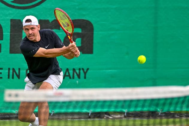 Alex Bolt Australia hits a ball with his backhand TERRA WORTMANN Open 2026, Tennis, ATP, Tennis Men 500, Tournament, Qualification, 14 06 2026, TERRA WORTMANN Open 2026, Tennis, ATP, Tennis Men 500, Tournament, Qualification, 14 06 2026 Halle Copyright: xEibner-Pressefoto RobertxGertzenx EP_RGN